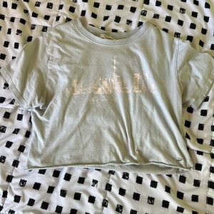 pull & bear teal crop top